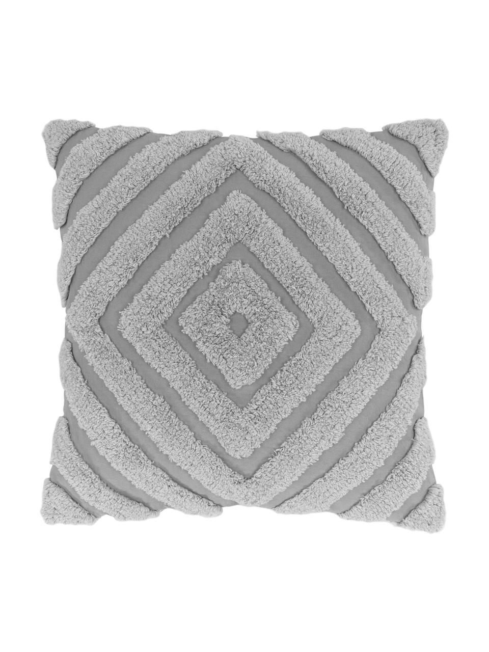 Housse de coussin 50x50 gris tufté Kara, Gris