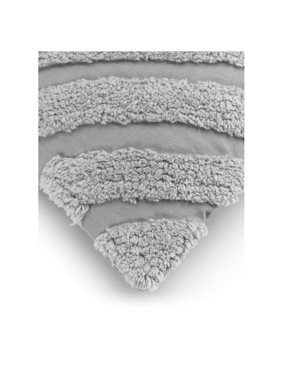 Kussenhoes Kara met getuft patroon, 100% katoen, Grijs, 50 x 50 cm