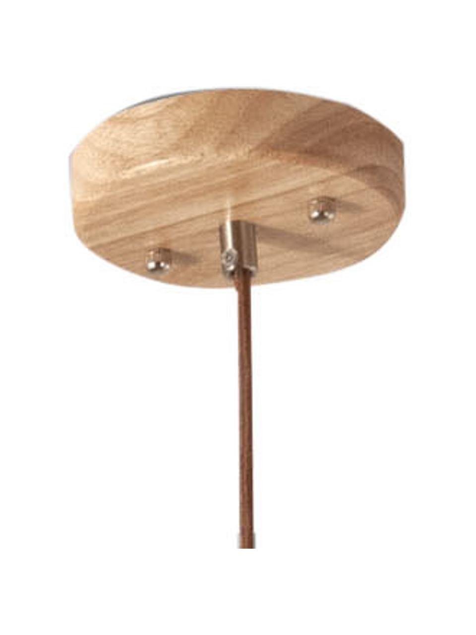 Lámpara de techo de madera de diseño Pevero, Pantalla: madera de fresno, Anclaje: madera, Cable: cubierto en tela, Madera de fresno, Ø 42 x Al 33 cm