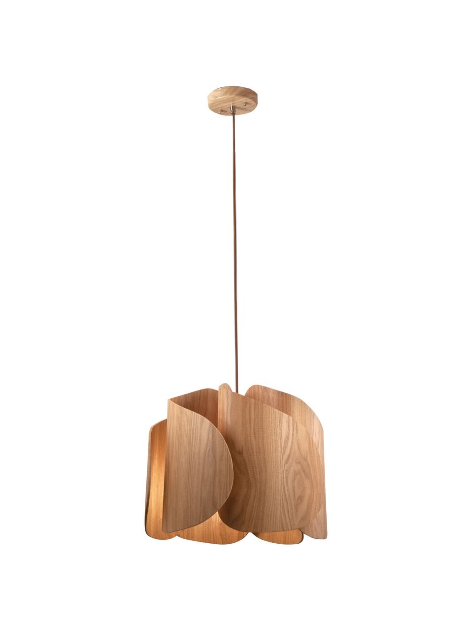 Lampada a sospensione di design in legno Pevero, Paralume: legno di frassino, Baldacchino: legno, Legno di frassino, Ø 42 x Alt. 33 cm