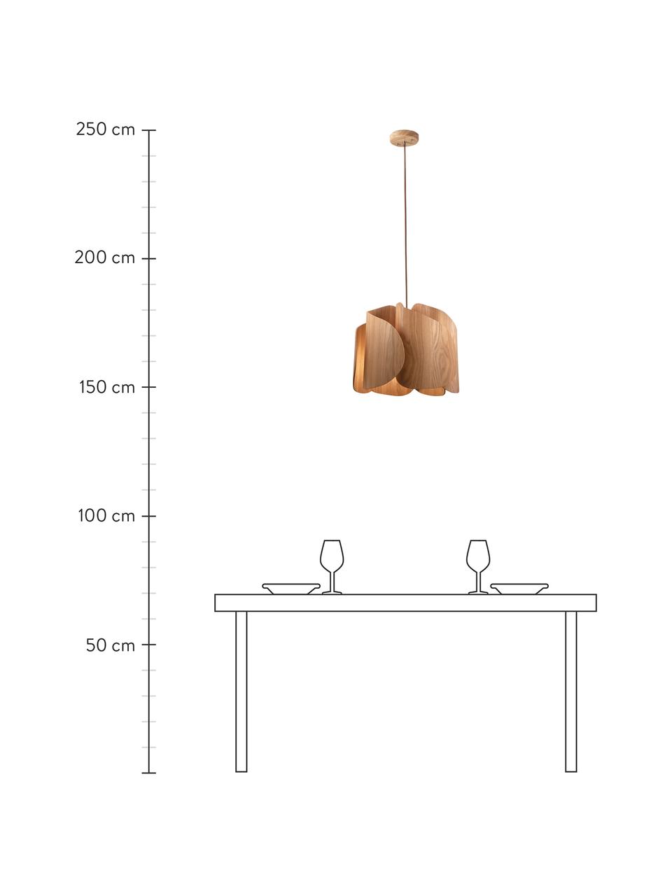 Lampa wisząca z drewna jesionowego Pevero, Drewno jesionowe, Ø 42 x W 33 cm