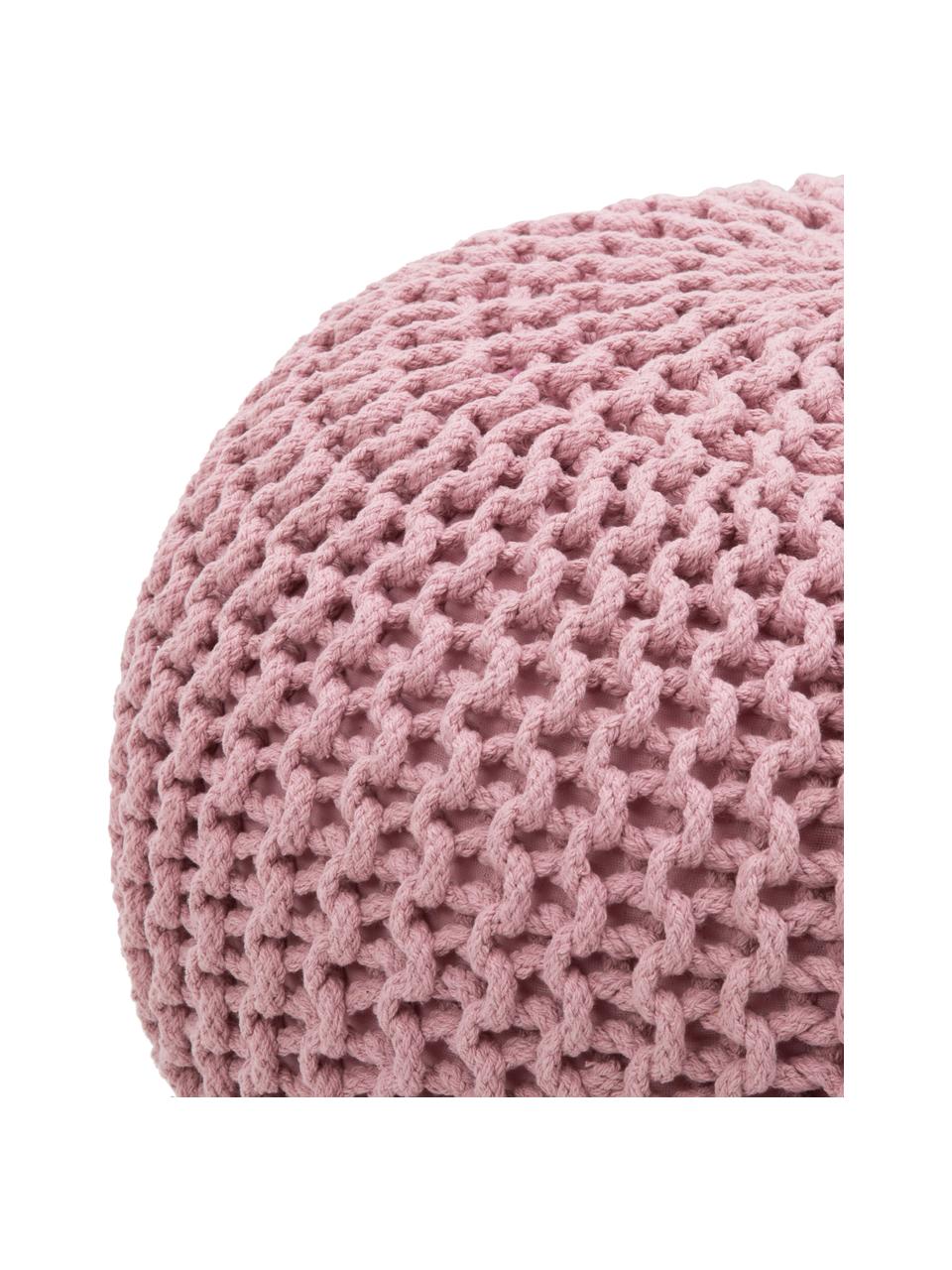 Pouf a maglia fatto a mano rosa Dori, Rivestimento: 100% cotone, Rosa, Ø 55 x Alt. 35 cm