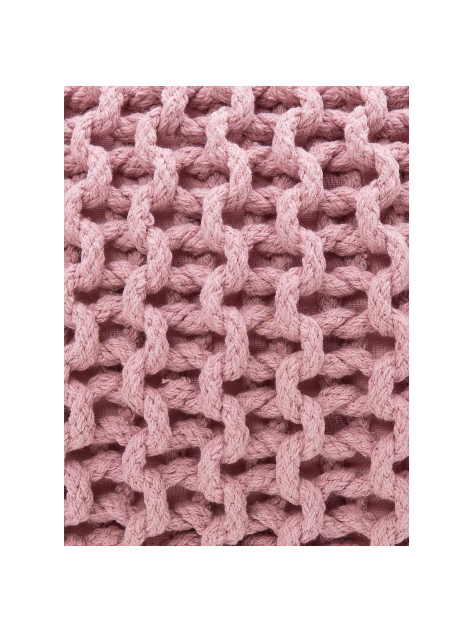 Ručně vyrobený pletený puf Dori, Růžová, Ø 55 cm, V 35 cm