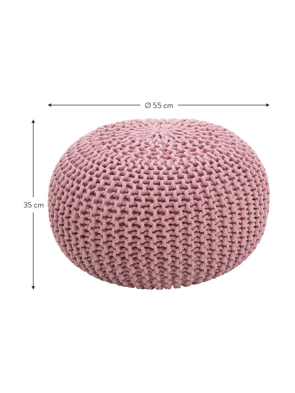 Puff de punto artesanal Dori, Tapizado: 100% algodón, Rosa, Ø 55 x Al 35 cm