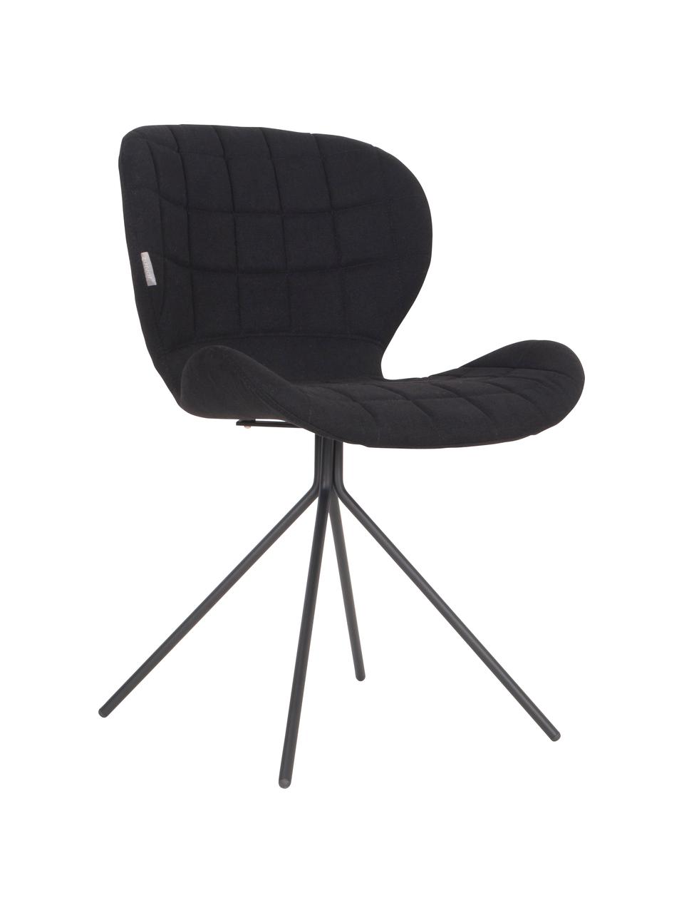 Gestoffeerde stoel OMG, Bekleding: polyester, Frame: gepoedercoat staal, Zwart, 51 x 80 cm