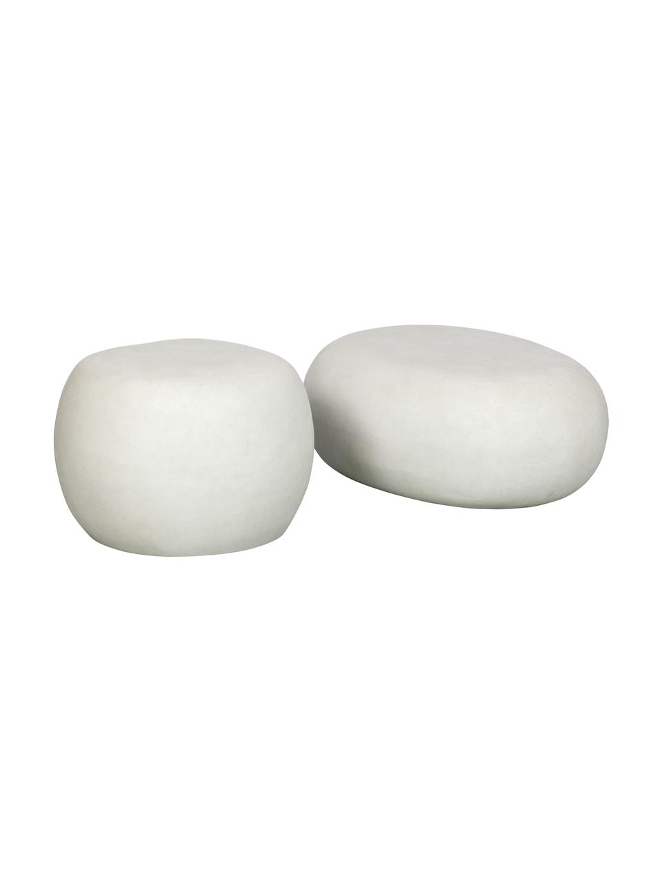 Tavolino rotondo da giardino Pebble, Argilla fibrosa, Bianco, Ø 50 x Alt. 35 cm