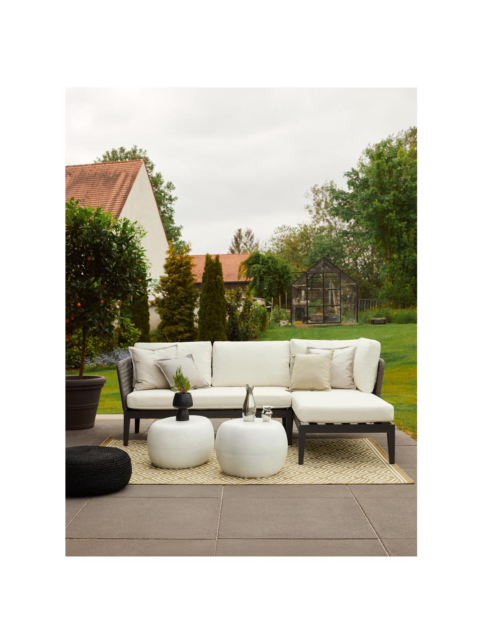 Ronde tuin salontafel Pebble, Vezelcement, Wit, betonlook, Ø 50 x H 35 cm