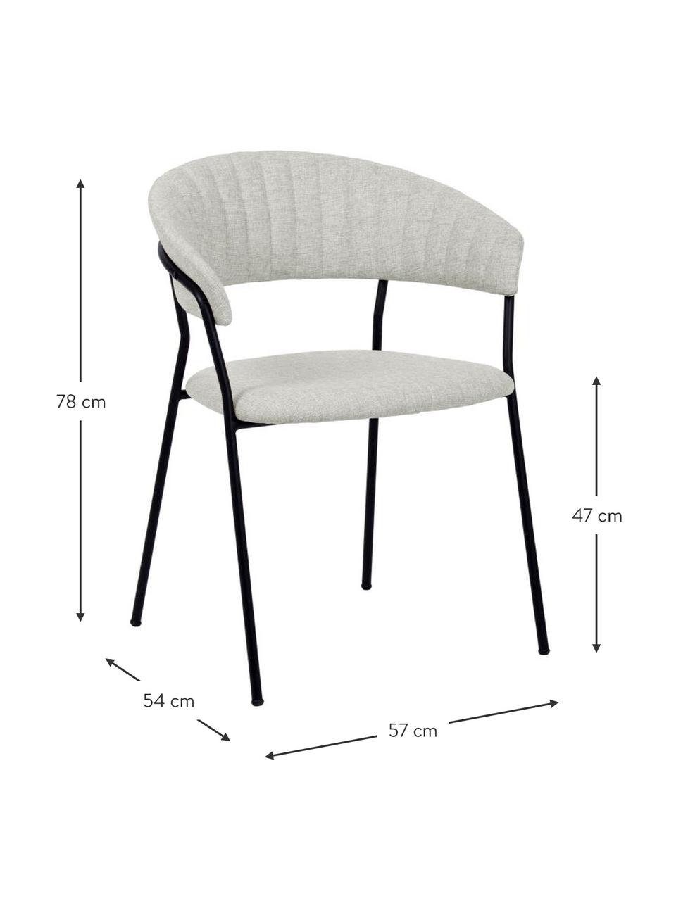 Čalúnená stolička Belle, 2 ks, Svetlosivá, čierna, Š 57 x H 54 cm