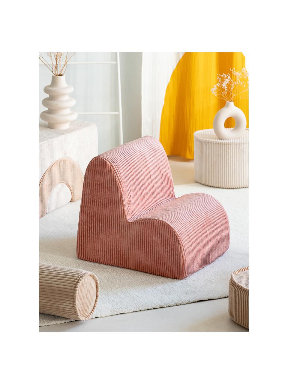 Fauteuil pour enfant en velours côtelé Cloud, Velours côtelé vieux rose, larg. 50 x haut. 50 cm