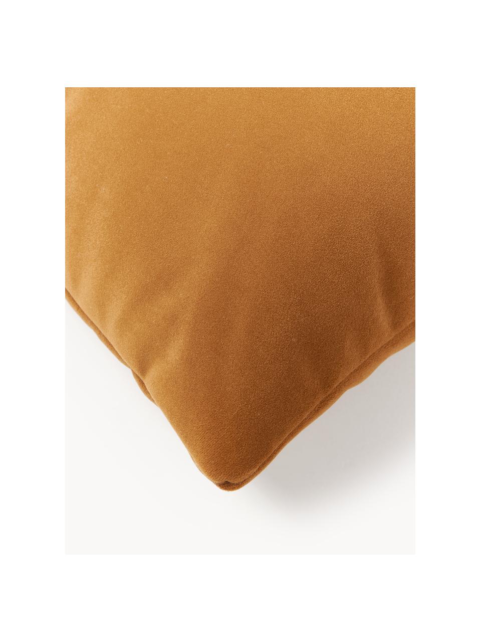 Coussin canapé en velours Lena, Velours ocre, larg. 50 x long. 50 cm