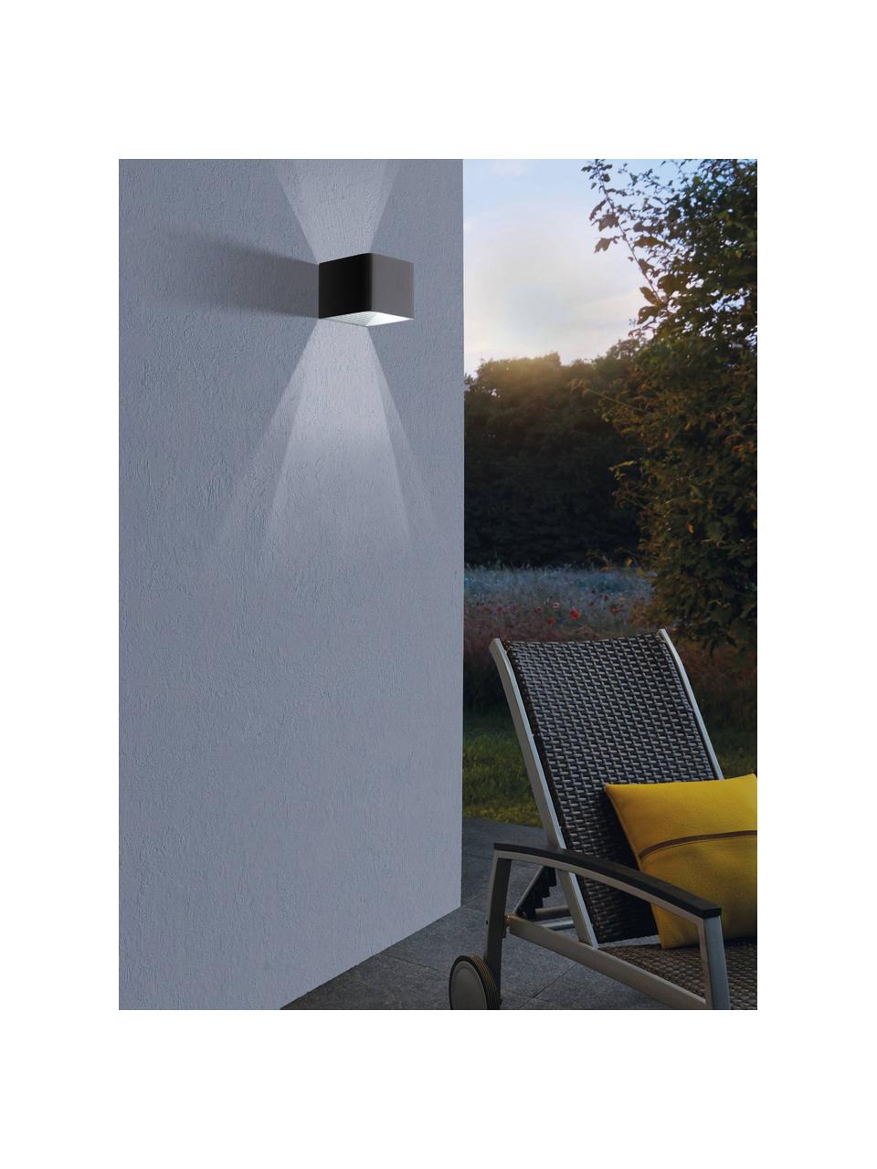 Outdoor LED wandlamp Doninni, Diffuser: kunststof, Zwart, B 14 x H 8 cm