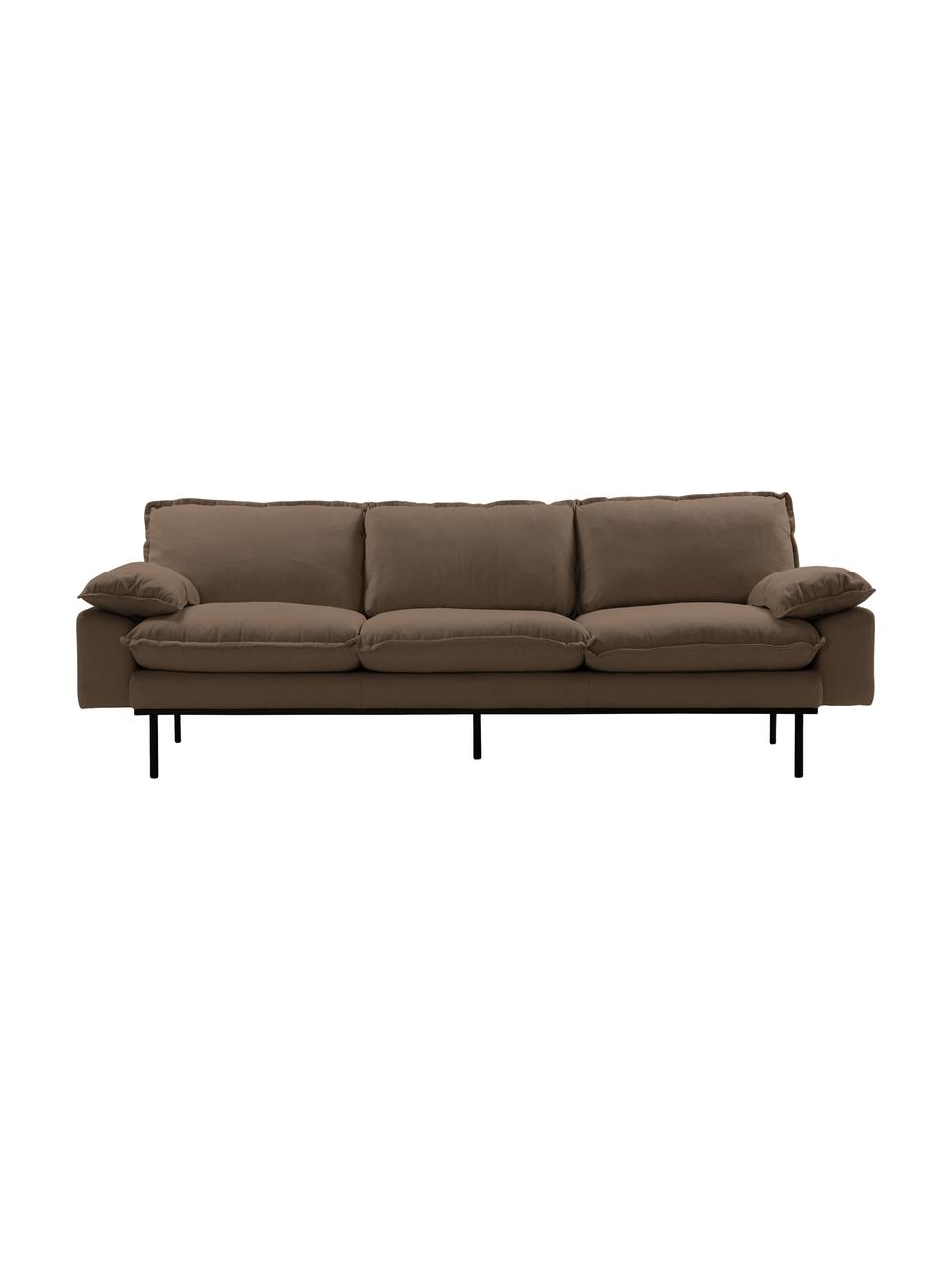 Sofa Magnolia (4-Sitzer) in Braun mit Metall-Füssen, Bezug: 63% Baumwolle, 37% Leinen, Stoff Braun, B 245 x T 94 cm