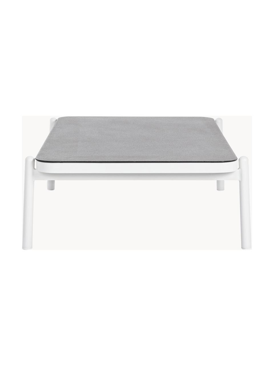 Mesa de centro para exterior Florencia, con tablero de cristal, Tablero: vidrio recubierto, Estructura: aluminio con pintura en p, Gris, blanco, An 120 x F 75 cm