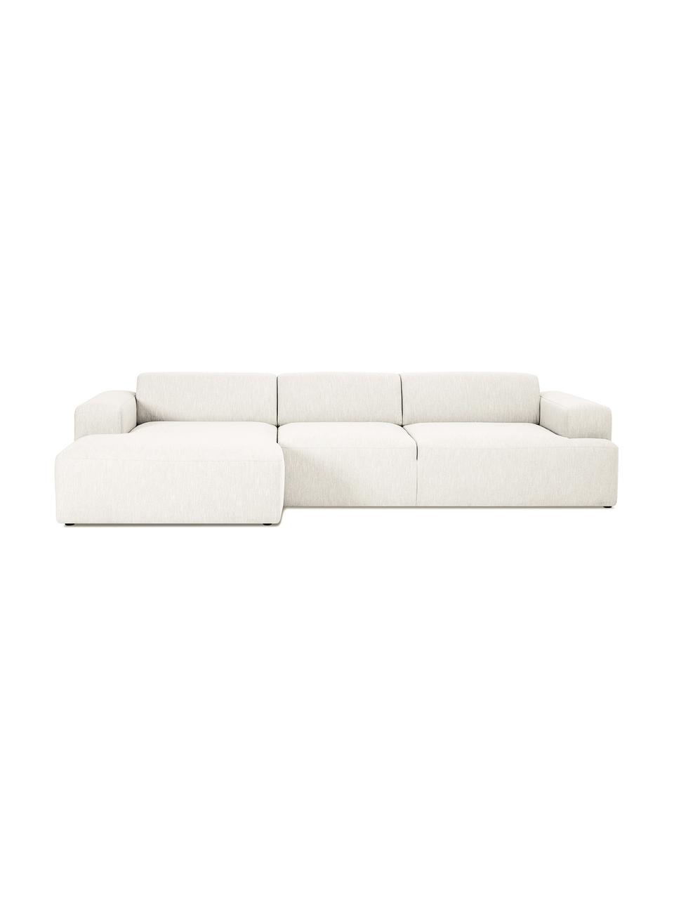 Ecksofa Melva (4-Sitzer) in Beige, Bezug: Polyester Der hochwertige, Gestell: Massives Kiefernholz, Spa, Füße: Kiefernholz Die Füße befi, Webstoff Beige, B 319 x T 144 cm