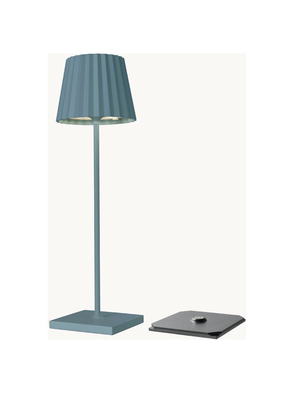 Mobile dimmbare LED-Außentischlampe Trellia, Lampenschirm: Aluminium, beschichtet, Lampenfuß: Aluminium, beschichtet, Blau, Ø 12 x H 38 cm