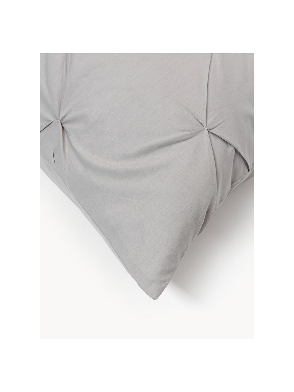 Taie d'oreiller en percale de coton avec piquage façon origami Brody, Gris, larg. 50 x long. 70 cm