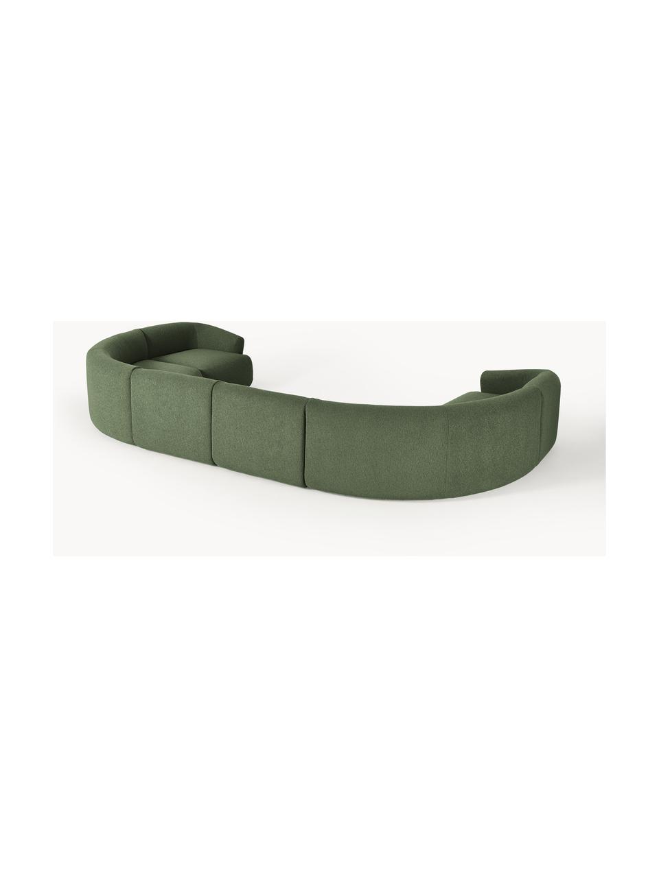 Salon modulable XL en tissu bouclé Sofia, Bouclé vert foncé, larg. 450 x prof. 231 cm