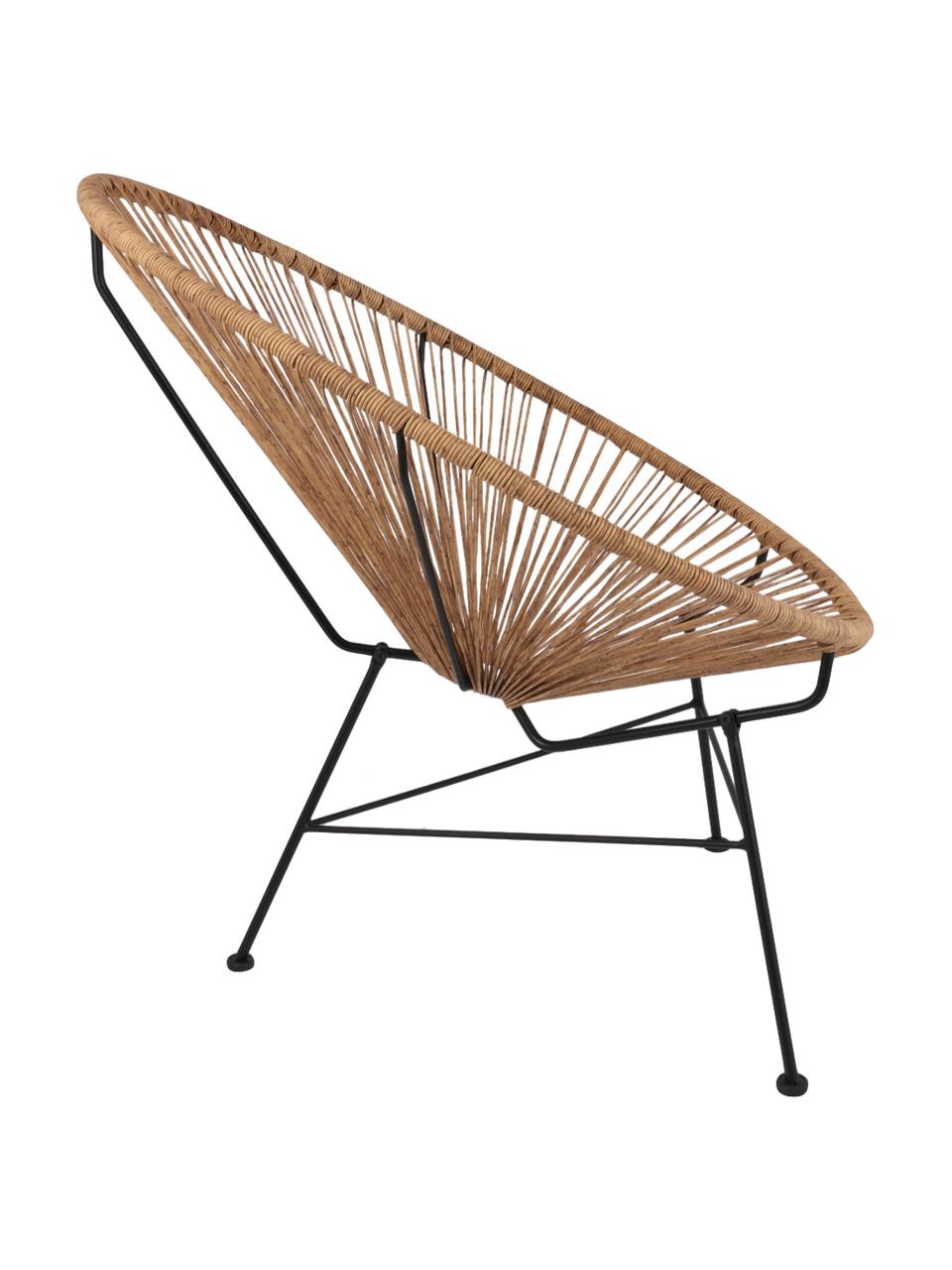 Poltroncina in materiale sintetico intrecciato Bahia, Seduta: plastica, Struttura: metallo verniciato a polv, Marrone, Larg. 81 x Prof. 73 cm