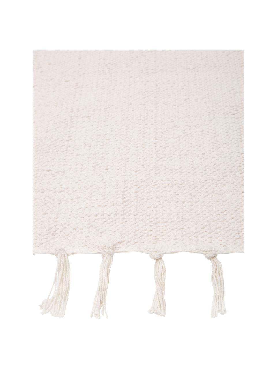 Tappeto in cotone sottile tessuto a mano bianco sporco Agneta, 100% cotone, Bianco, Larg. 70 x Lung. 140 cm (taglia XS)