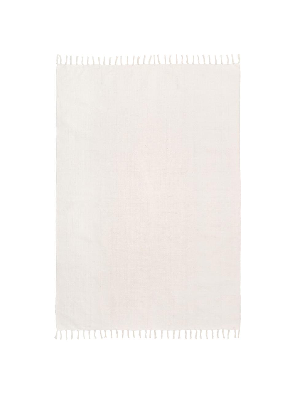 Tappeto in cotone sottile tessuto a mano Agneta, 100% cotone, Bianco crema, Larg. 200 x Lung. 300 cm (taglia L)