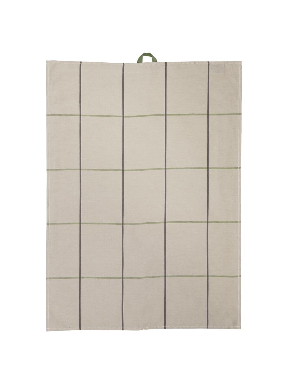 Torchon à carreaux Kitchen, 50 % coton, 50 % lin, Beige, 50 cm x long. 70 cm