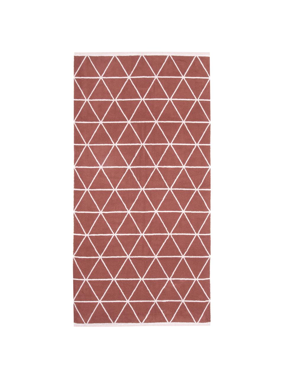 Súprava obojstranných uterákov s grafickým vzorom Elina, 3 diely, Terakotová, krémovobiela