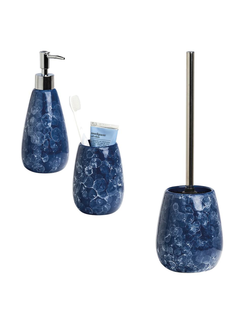 Porta spazzolino in ceramica Blue Marble, Ceramica, Blu, Ø 9 x Alt. 12 cm