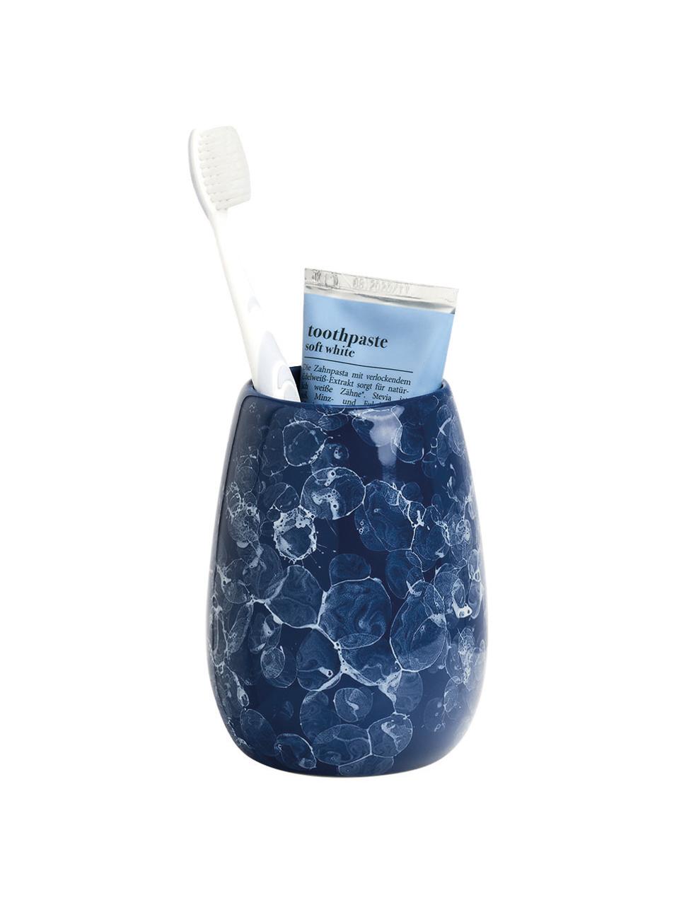 Vaso cepillo de dientes de cerámica Blue Marble, Cerámica, Azul, Ø 9 x Al 12 cm