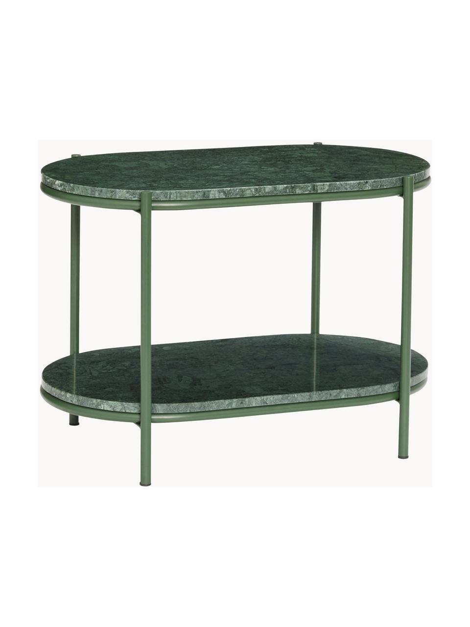 Table d'appoint ovale en marbre Nusa, Vert foncé, marbré, larg. 58 x haut. 40 cm