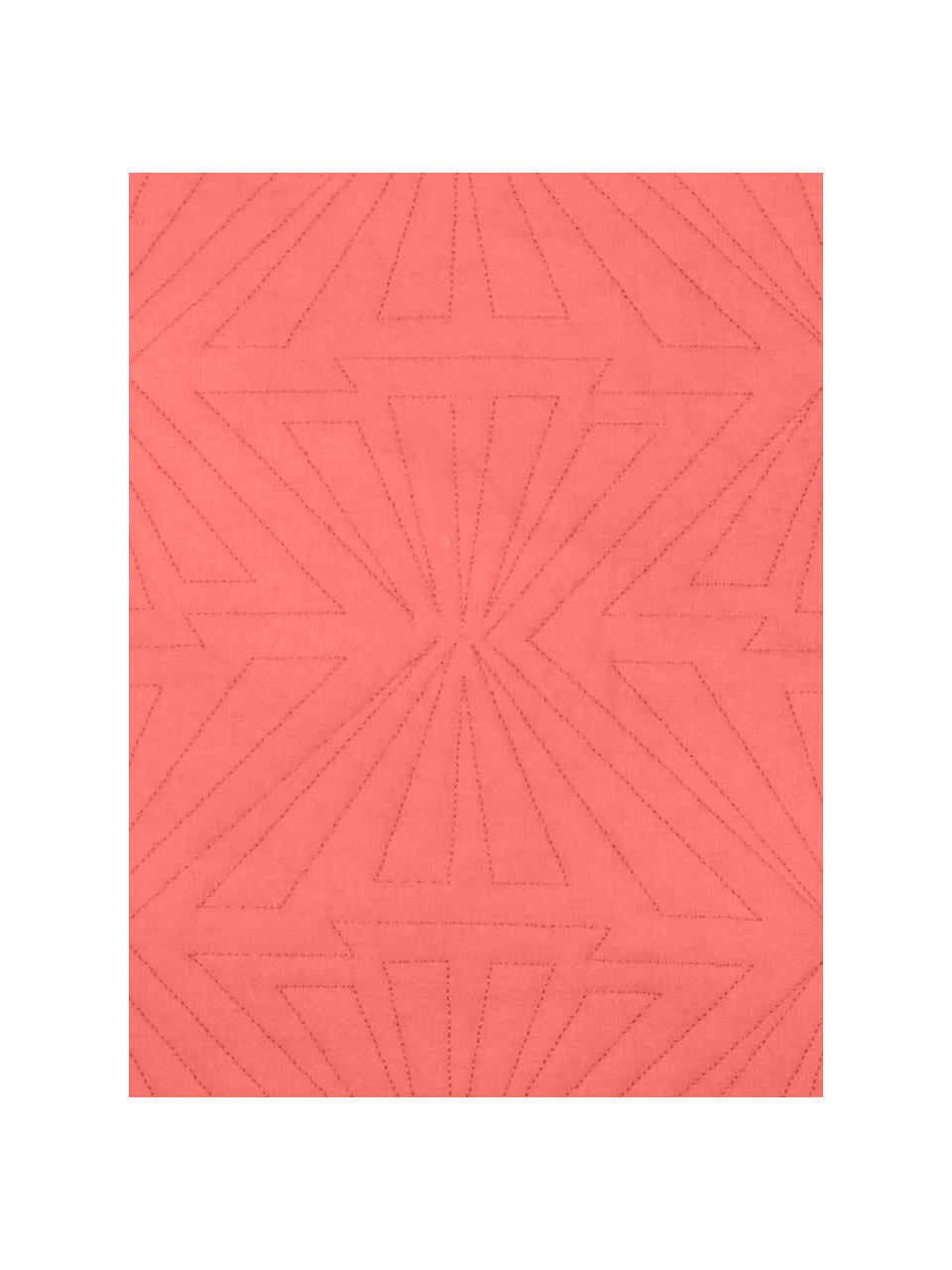 Fein gemustertes Kissen Bauhaus mit Fransenabschluss, mit Inlett, 100% Baumwolle, Koralle, 55 x 55 cm
