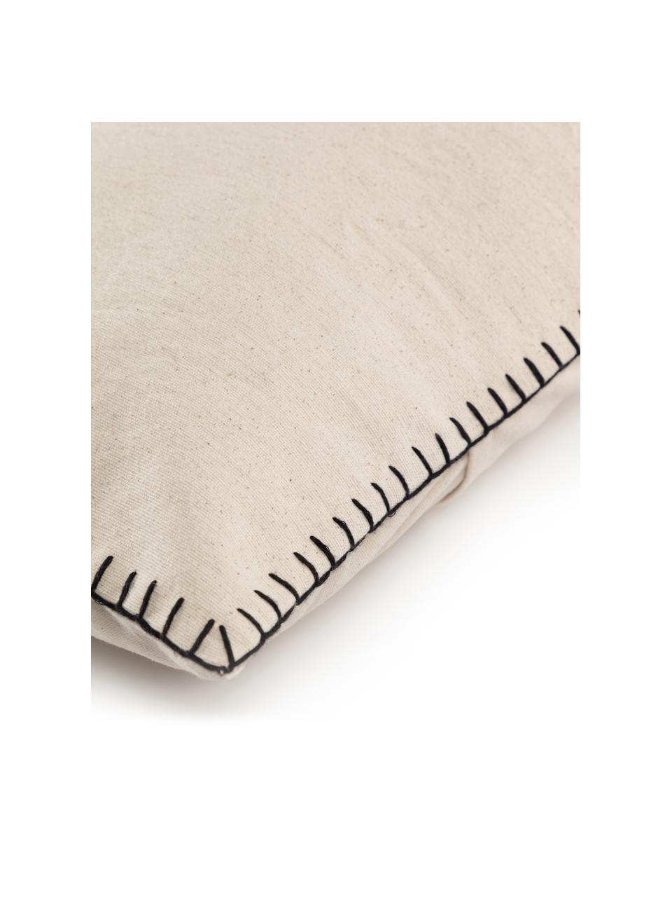 Katoenen kussenhoes Anahi met stiksels, 100% katoen, Beige, 45 x 45 cm