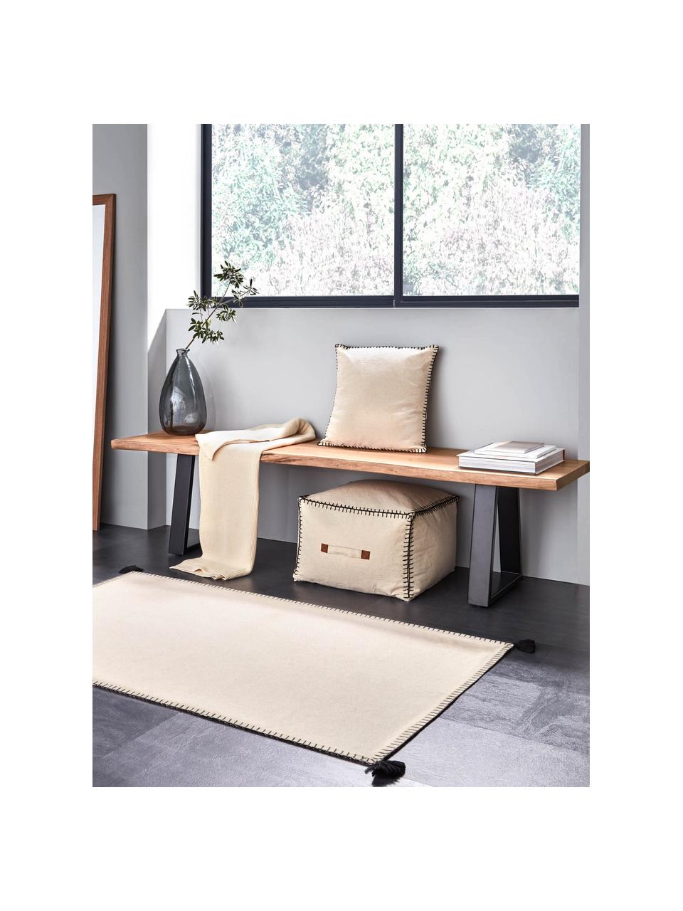 Federa arredo in cotone con cuciture Anahi, 100% cotone, Beige, Larg. 45 x Lung. 45 cm