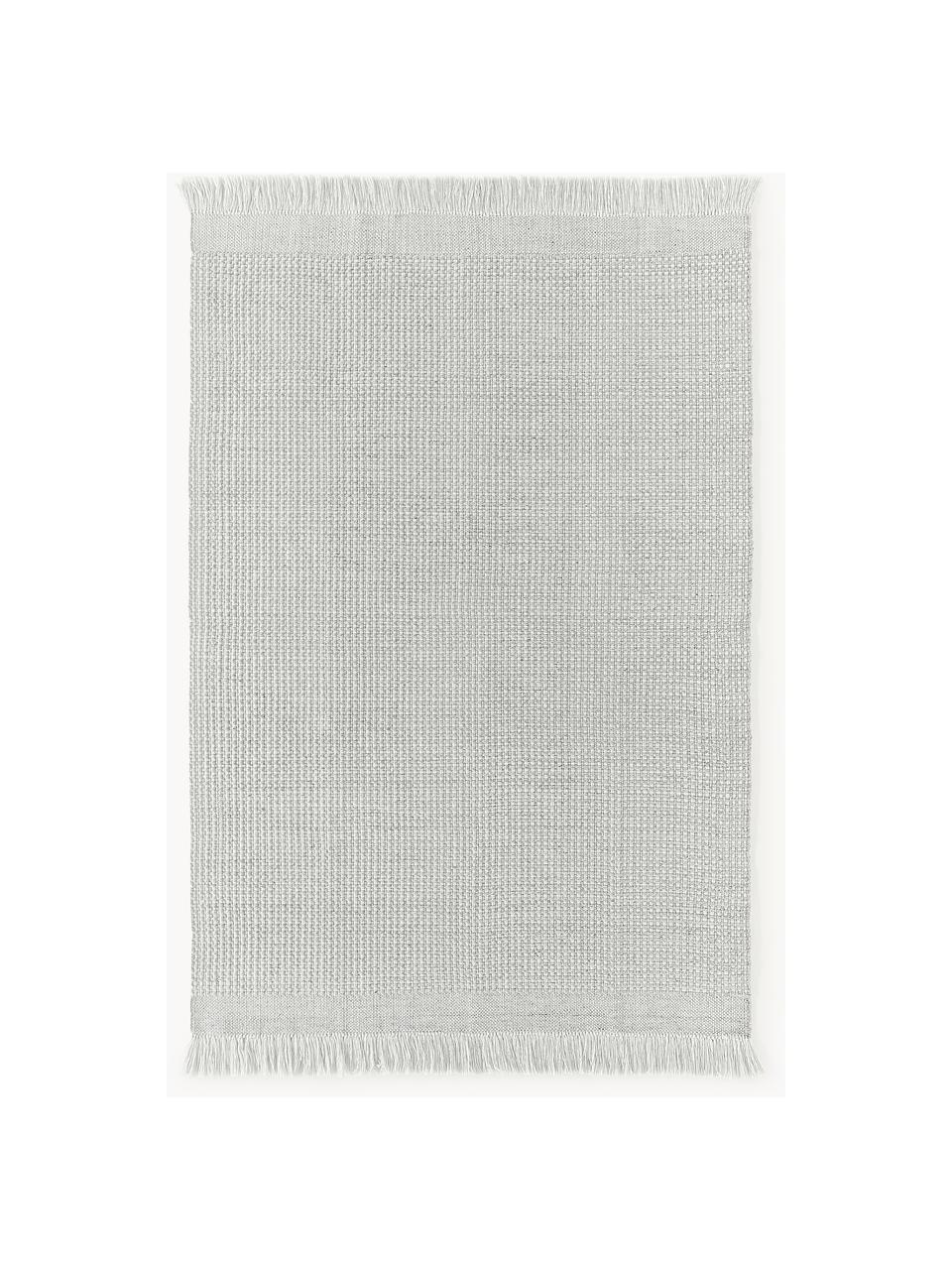 Flachgewebter Teppich Ryder mit Fransen, 100 % Polyester, GRS-zertifiziert, Hellgrau, Weiss, B 120 x L 180 cm (Grösse S)