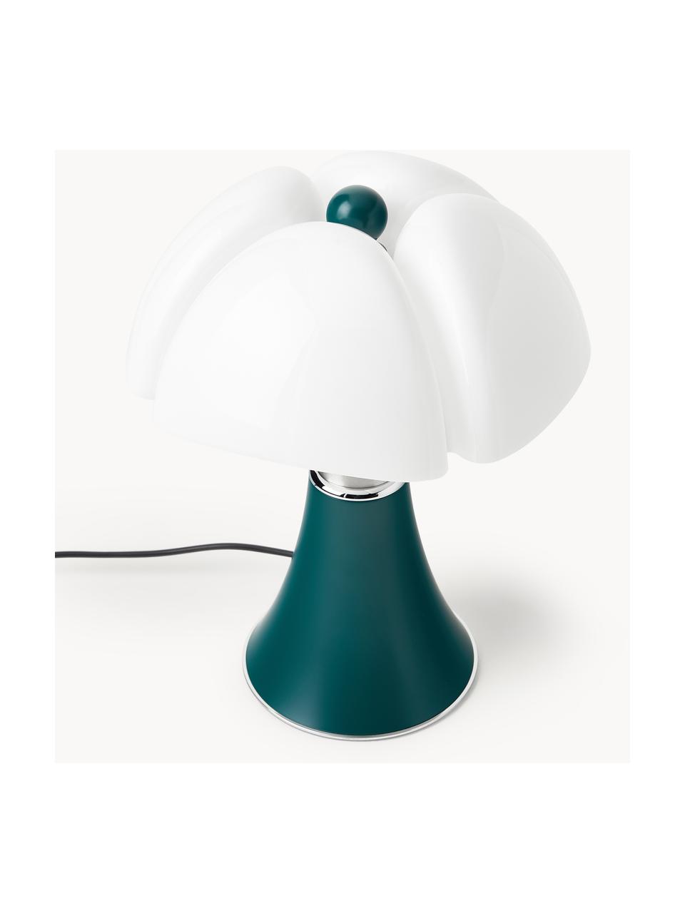 Lámpara de mesa grande LED regualble Pipistrello, altura regulable, Estructura: metal, aluminio pintado, Azul petróleo mate, Ø 40 x Al 50-62 cm