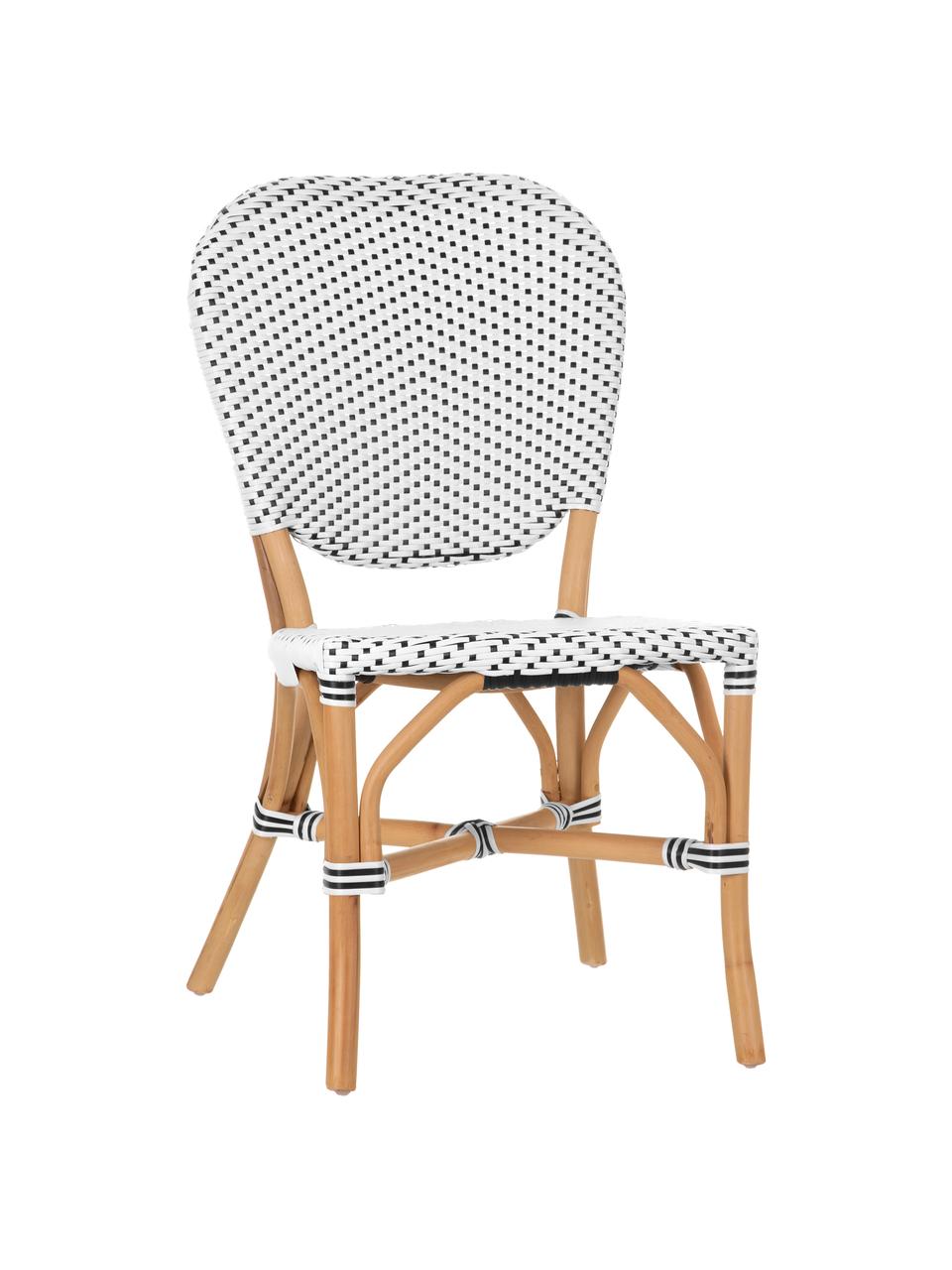 Sedia in rattan Laia, Rattan con intreccio in polietilene, Bianco, nero, Larg. 61 x Prof. 47 cm