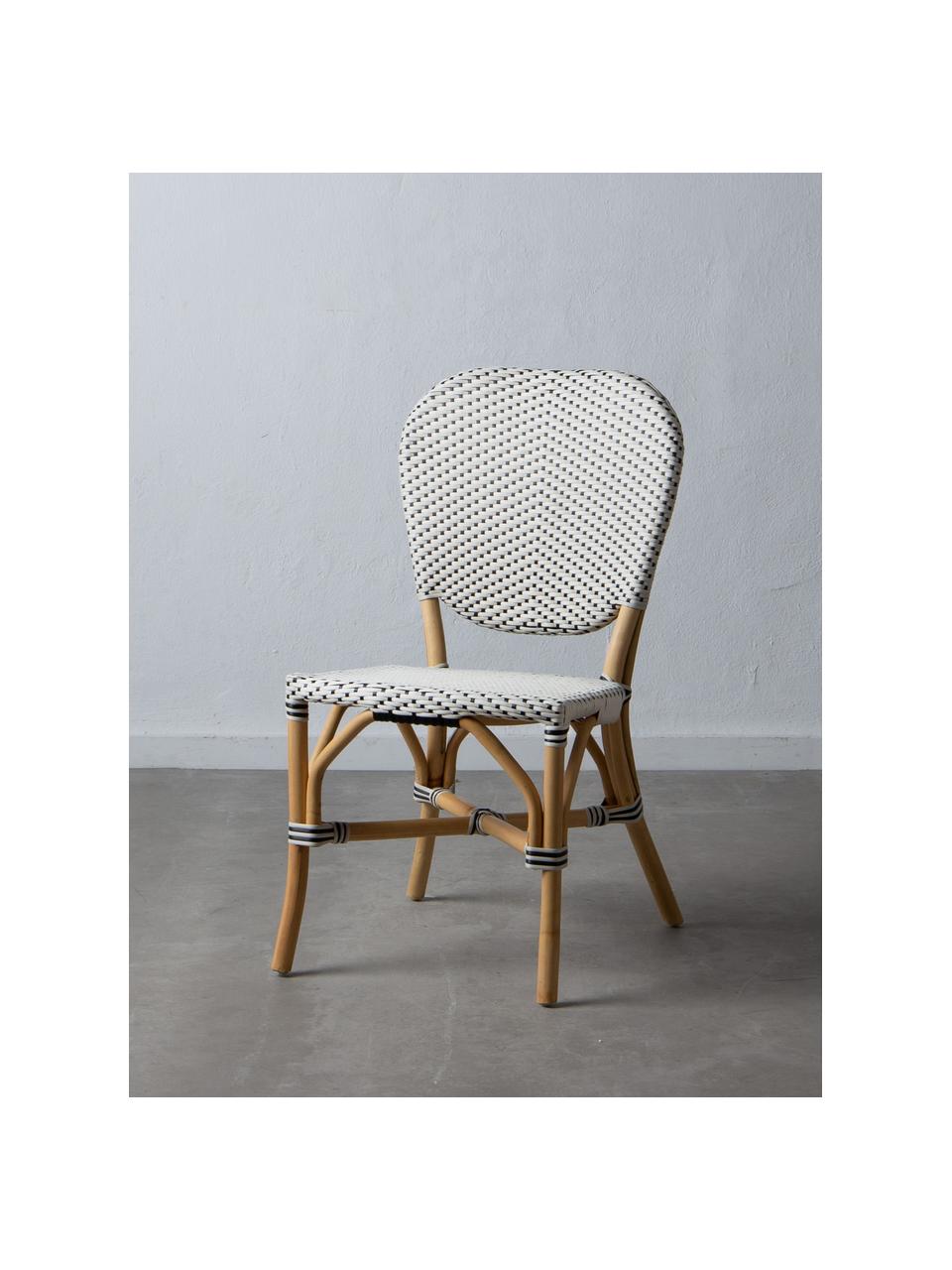 Krzesło z rattanu Laia, Rattan ze splotem polypeel, Biały, czarny, S 61 x G 47 cm