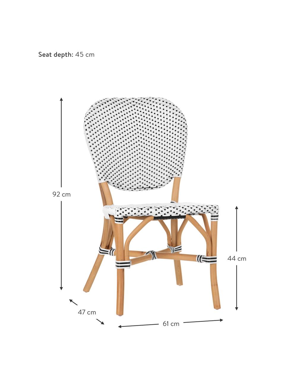 Sedia in rattan Laia, Rattan con intreccio in polietilene, Bianco, nero, Larg. 61 x Prof. 47 cm