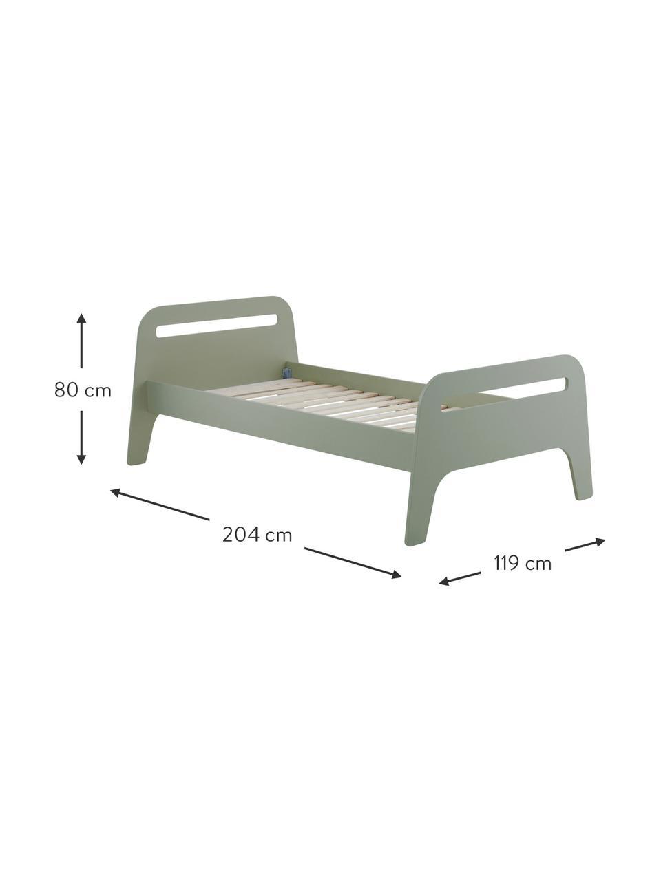 Kinderbed Jibbo van hout, 90 x 200 cm, MDF, multiplex, Grijsgroen, B 90 x L 200 cm