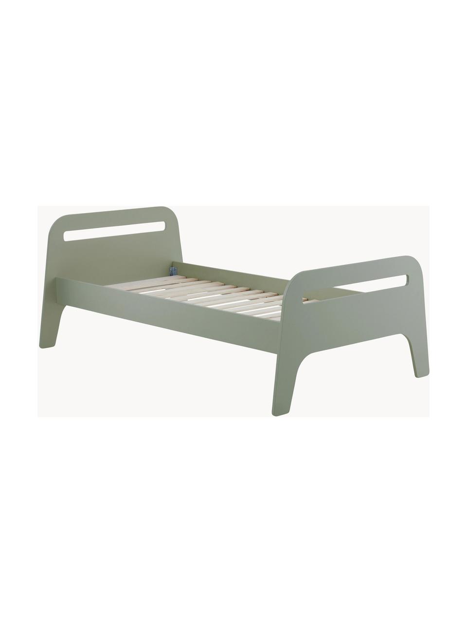 Cama infantil de madera Jibbo, 90 x 200 cm, Tablero de fibras de densidad media (MDF), madera contrachapada, Gris verdoso, An 90 x L 200 cm