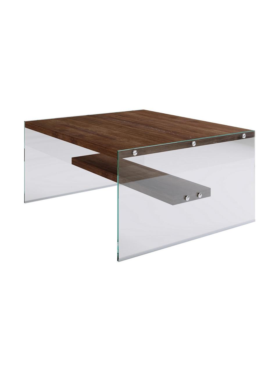 Konferenční stolek Yessi, Tmavé dřevo, transparentní, Š 75 cm