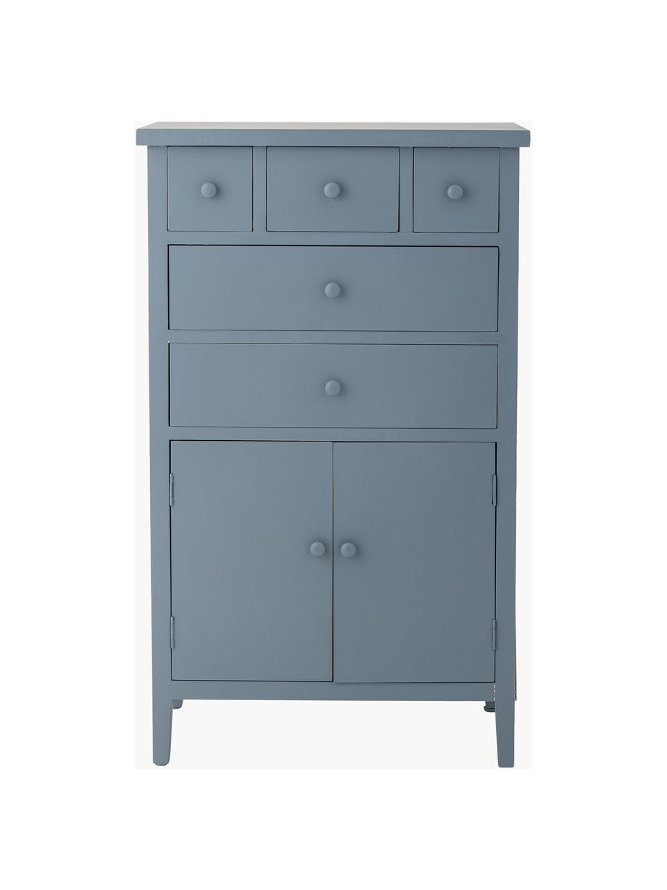 Cassettiera in legno Allison, Pannello di fibra a media densità (MDF), legno di abete, Grigio-blu, Larg. 58 x Alt. 96 cm