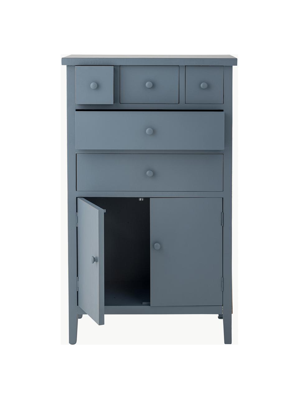 Cassettiera in legno Allison, Pannello di fibra a media densità (MDF), legno di abete, Grigio-blu, Larg. 58 x Alt. 96 cm