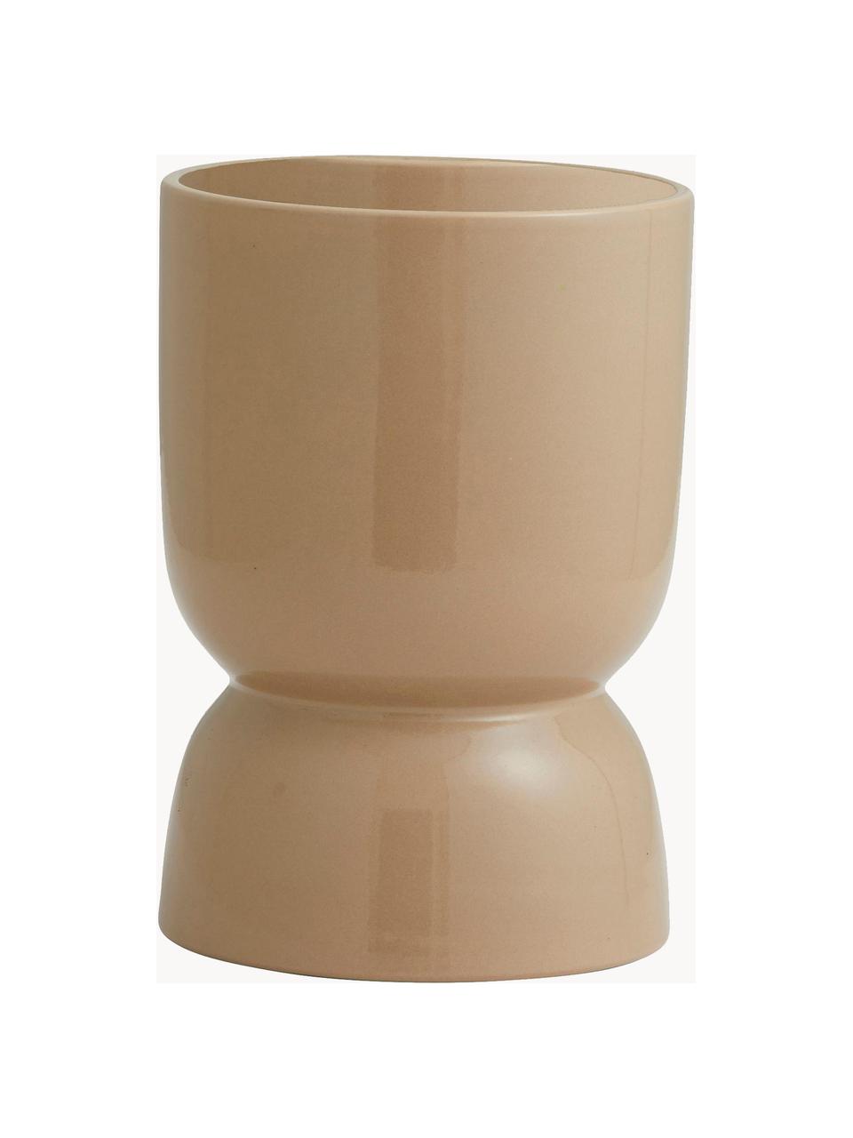 Übertopf Ajon, Keramik, glasiert, Beige, Ø 14 x H 20 cm