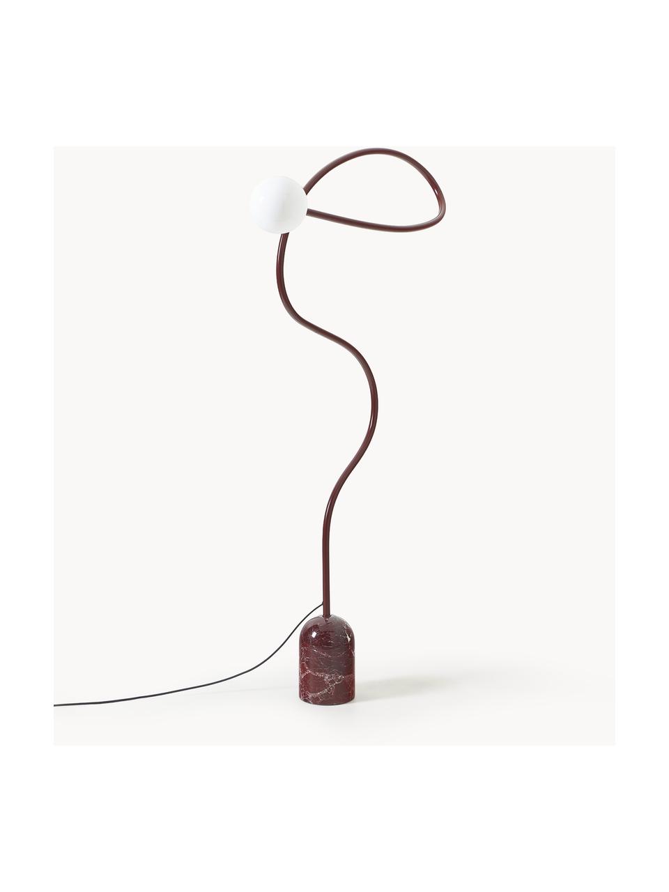 Lampadaire avec pied en marbre Alina, Lie de vin, marbré, haut. 147 cm