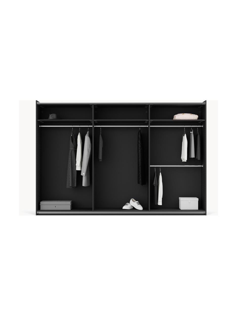 Modularer Schwebetürenschrank Leon, 300 cm Breite, mehrere Varianten, Korpus: Spanplatte, melaminbeschi, Schwarz, Basic Interior, B 300 x H 200 cm