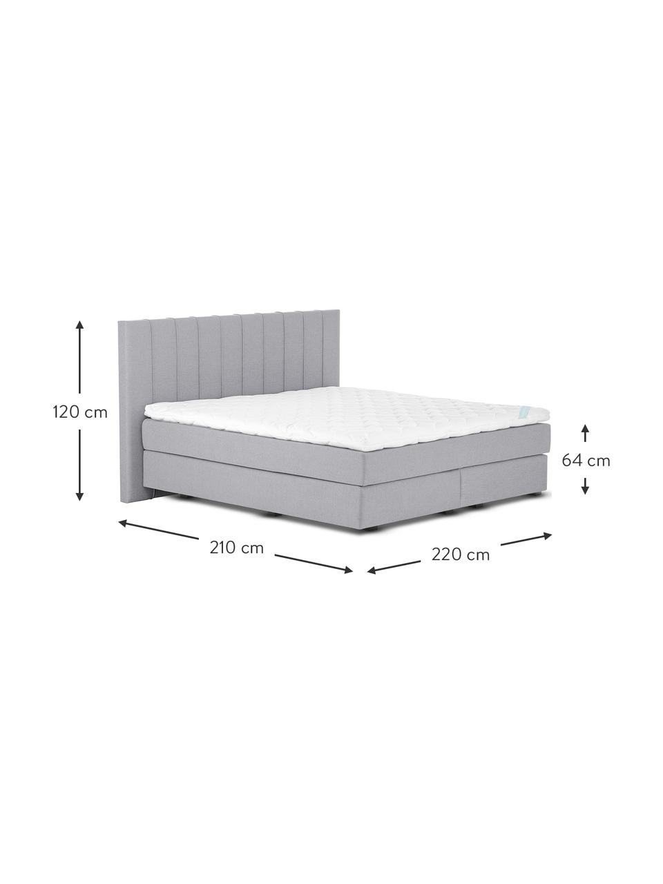 Letto boxspring premium Lacey, Materasso: a molle insacchettate a 7, Piedini: legno di faggio massiccio, Grigio, 200 x 200