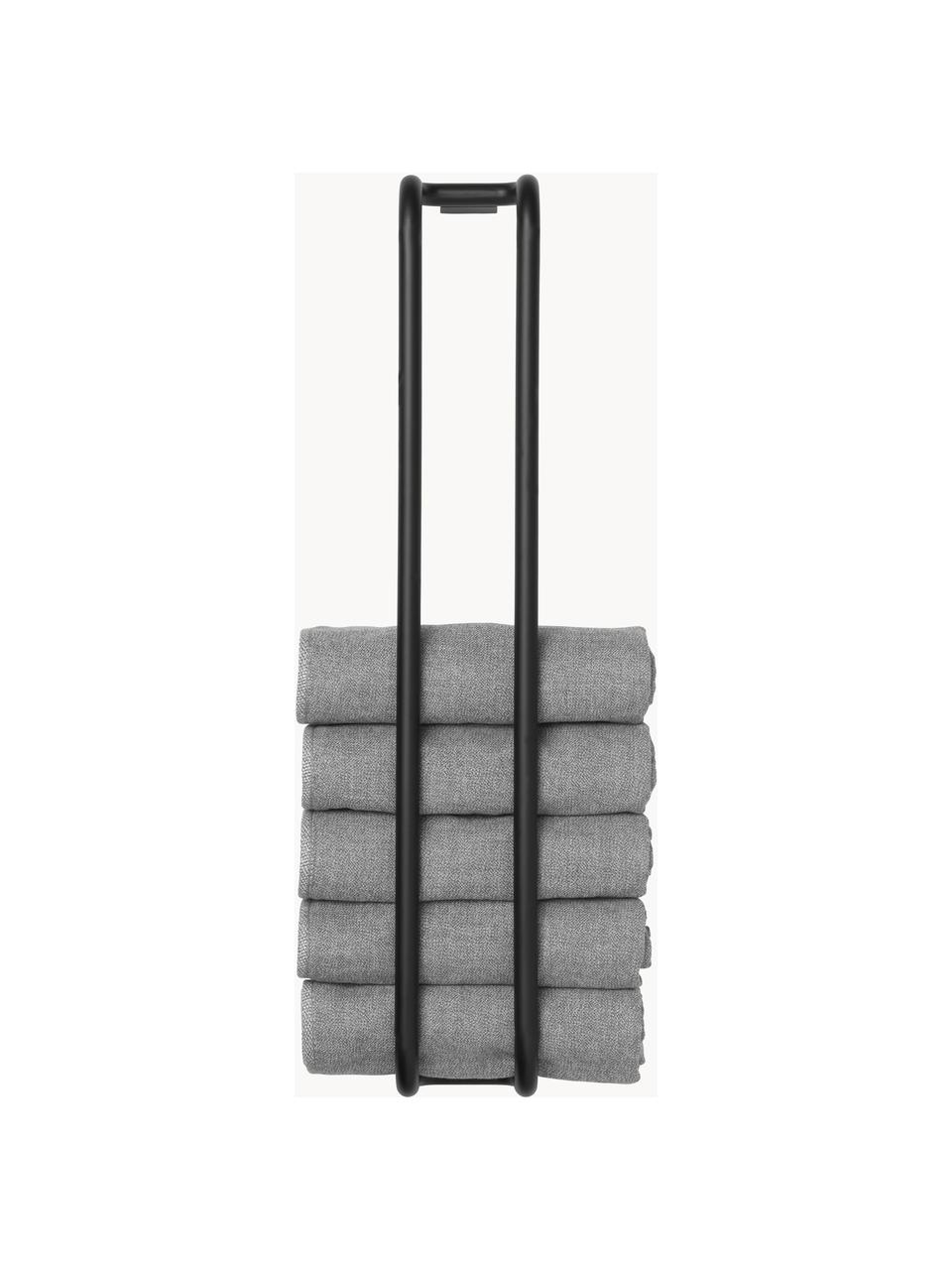 Nástěnný stojan na ručníky Modo, Potažený kov, Černá, Š 7 cm, V 42 cm