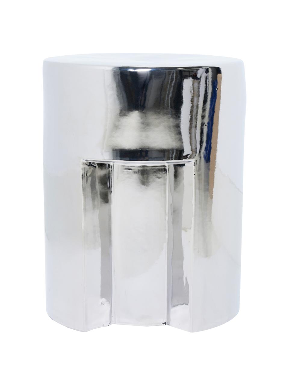 Mesa auxiliar redonda Argent, Gres, Cromo, Ø 35 x Al 45 cm