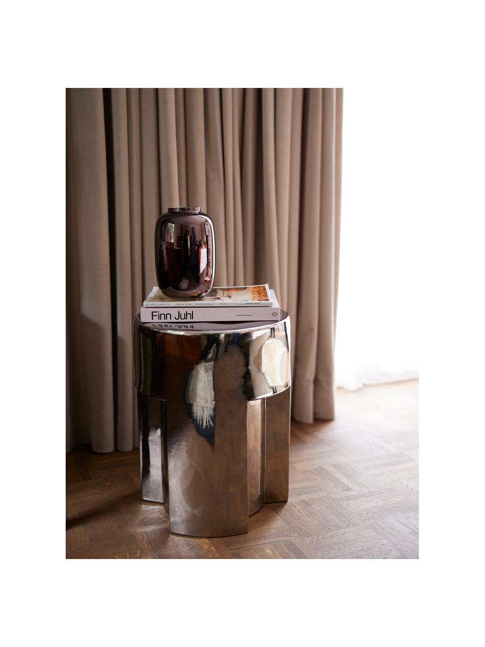 Table basse ronde Argent, Grès cérame, Couleur chrome, Ø 35 x haut. 45 cm
