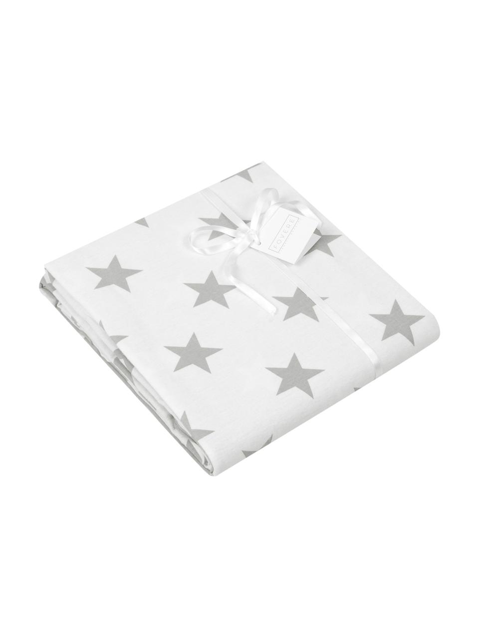 Drap-housse en flanelle Steve, Gris, blanc